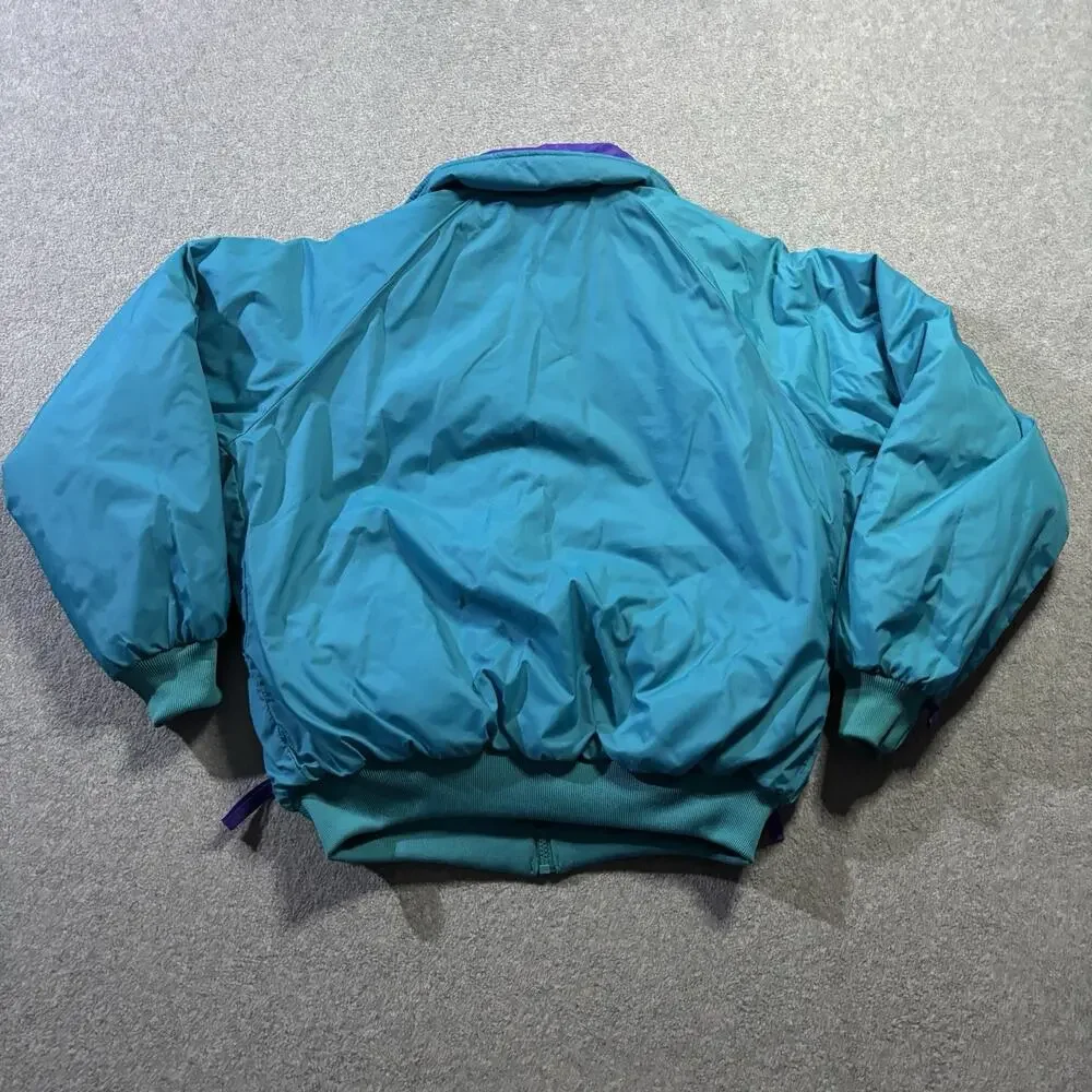 Vtg 90s Columbia Reversible Puffer Jacket Women’s Medium Purple Teal Ski Bomber